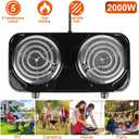 2000W Double Burner, Electric Hot Plate for Cooking Portable Cooking Stove, Countertop Burner Cooktop for Kitchen, Dorm, Temperature Control, Easy to Clean, Black