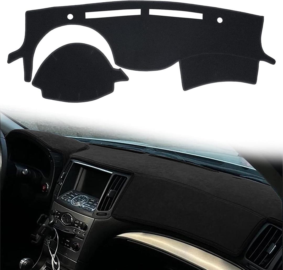 Dashboard Cover Custom Fit for Infiniti G25 G25X G35 G35X G37 G37X 2008 2009 2010 2011 2012 2013,Infiniti Q40 Q60 2014 2015,Dash Cover Mat Pad Carpet Protector (Black)