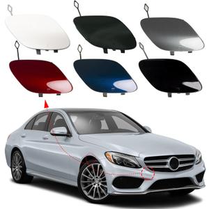 Front Bumper Tow Hook Cover Towing Eye Cap Trailer Cover Fit For Mercedes-Benz W205 C-Class Sedan C300 C400 C43AMG 2015-2018(Only Applicable To Sports Models)A2058850724 (Unpainted, Right Side)