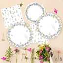 Wildflower Party Supplies Tableware- 9" & 7" Floral Themed Plates, Napkins, Cups & Forks for Baby Shower, Birthday, Bridal Shower, Engagement, Wedding Spring Tea Garden Party (Serves 24)