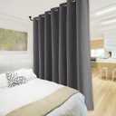 NICETOWN Total Shade Patio Door Curtain, Heavy-Duty Full Light Shading Sliding Door Drape Room Divider Curtain, Vertical Blinds for Window1 Panels, 100 inches Wide x 84 inches Long, Gray