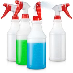 SUPER+ 4 Pack Plastic Spray Bottles 24 OZ  Leak Proof, Adjustable Nozzle, Empty Spray Bottles For Cleaning Solutions, Plants, Pet, Or Diy Spray Bottle (4)