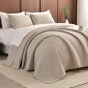 Sanracie Oversized King Quilt Bedspreads 128"x120" for Extra Bed, 100% Cotton California King Coverlet Quilt Set Linen Colored 3Pcs Lightweight Extra Large King Bed Quilt for All Season, Extra Wide Super King