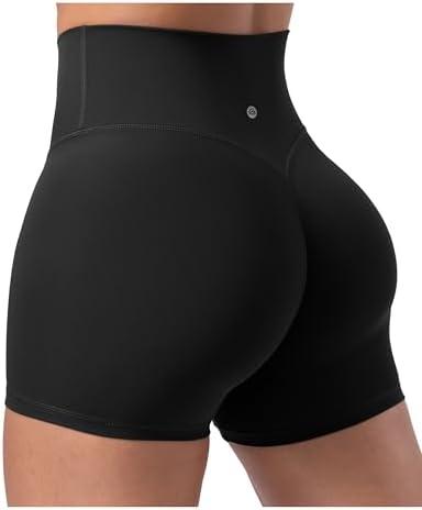 ENERBLOOM Women's Biker Shorts Workout 2.5" /4" / 6" High Waisted No Front Seam Yoga Hidden Scrunch Running Summer Gym Short M
