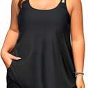 Tempt Me Plus Size Tankini Swimsuits - Women Two Piece Tankini Top with Shorts Flowy Swimsuit 2025 Bathing Suits (Black), Size: 18 Plus