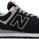 New Balance Women's 574 Core Sneaker, Black/NB White, 7 B