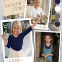 LessonZoo 4 Pack Girls' 3/4 Sleeve T Shirts, 4-Color, 5-6 Years
