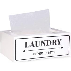 Dryer Sheet Holder Dispenser Container, Space Saving Laundry Room Organization and Storage, Farmhouse Decor, Fabric Softener Dispenser Containers, White