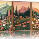 Tinonedraw Mountain Wildflower Framed Canvas Wall Art Set, Boho Mountains Landscape Wall Decor, Modern Floral Forest Scenery Artwork, Neutral Nature Art Prints for Living Room Bedroom Office 24"x36"x3, 36L" x 24W"