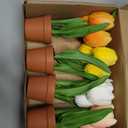 Flair Flower Artificial Tulips in Pot Real Touch Flowers Spring Decoration Easter Decoration Tulip Tulip Bouquet Latex Artificial Tulip Single Flowers Artificial Flowers Flowers Table Decoration Stem 