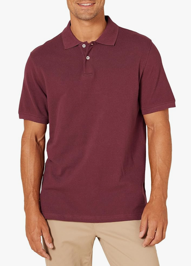 Men's Polo Shirts Short Sleeve, Slim-Fit Cotton Pique Size L