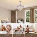 48" Crystal Ceiling Fans with Lights and Remote, Dimmable, 6 Speeds, Luxury Chandelier Fan Chrome Crystal Fandelier for Dining Room Living Room Bedroom