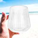 Oojami 48 Pack Ribbed Origami Ripple Plastic Glasses, 24 Stemless 9oz Champagne Flutes & 24 12oz Cups - Reusable BPA-Free Shatterproof Disposable Drinkware for Wedding Party Bar (Clear)