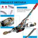 Come Along Winch 11000 lbs, Heavy Duty Hand Winch Cable with Dual Gears, 12.14ft Steel Cable, 3 Hooks, Automotive Hoist Cable Puller for Recovery Gear, Vehicle, Fence, 5T/11000 lbs