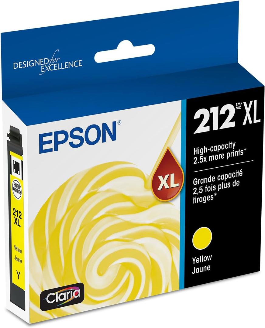 EPSON 212 Claria Ink High Capacity Yellow Cartridge (T212XL420-S) Works with WorkForce WF-2830, 2850 and Expression XP-4100, 4105