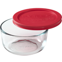 Pyrex Simply Store 2-Cup Single Glass Food Storage Container with Lid, Non-Pourous Glass Round Meal Prep Container with Lid, BPA-Free Lid, Dishwasher, Microwave, Oven and Freezer Safe