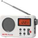 Portable Shower Speaker With LCD Display, AM/FM Radio/RDS System, Long Playback Time, 20 Preset Stations for Bathroom, Hot Tub, Outdoor (White)