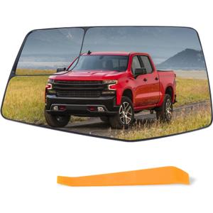 Left Driver Side Mirror Glass Compatible with 2019 2020 2021 2022 2023 2024 2025 Chevy Silverado 1500 GMC Sierra 1500 With backing plate Heated (with a tool) Replace# GM1324159 84309708