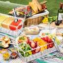 Condiment Tray with Stainless Steel 5 Spoons, 5 Forks and 1 Clip, Chilled Condiment Server, Condiment Server, Bar Garnish Holder on Ice, Bar Accessories Fruit and Salad with Removable Trays and Lid, 8 compartments