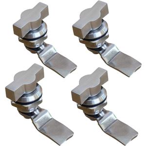 Thumb Operated Offset Cam Lock, Stainless Steel Keyless, Metal Replacement Lock Cylinder for RV Compartment Camper Storage Door Cabinet Mailbox Drawer Latch (4pcs)