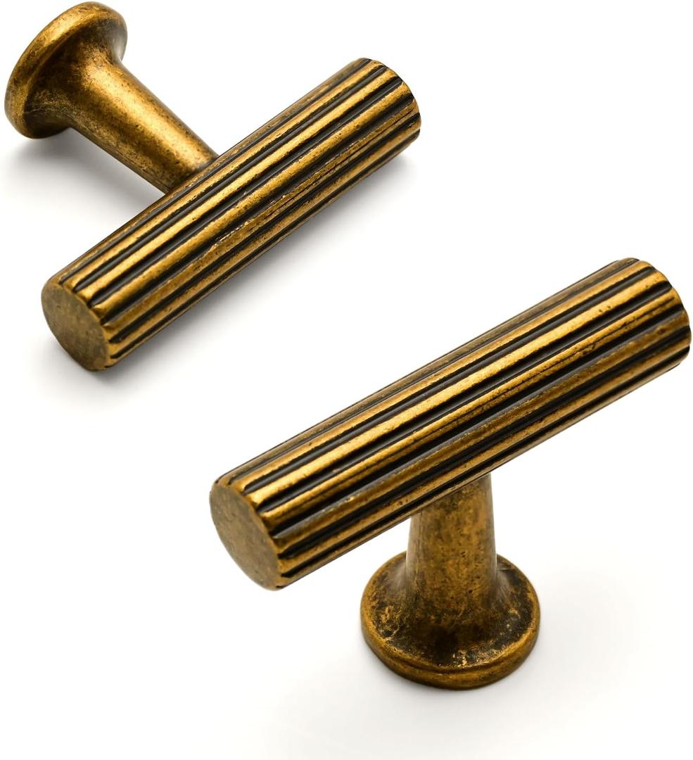 10 Pack Antique Brass Kitchen Cabinet Knobs Cabinet Pulls Drawer Knobs Cabinet Hardware Zinc Knobs for Dresser Drawers (Single Hole Knob)