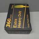 Dealusy 360 Count Extra Heavy Duty Gold Plastic Forks Disposable, BPA-Free, Heat Resistant, Solid and Durable Disposable Forks Bulk, Premium Plastic Forks heavy duty for Party Supply