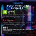 Neuonn PCI-E 4.0 Riser Cable, PCIe 4.0 X16 High Speed Flexible GPU Riser Cable with PCI Express Port for GPU Extension Card, Length 25cm (Black)