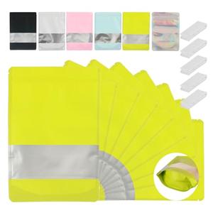 200 Pcs Mylar Bags for Food Storage  Mylar Bag with Window, Foil Stand Up Resealable Bags for Food, Smell Proof Bag Freeze Dried Candy Packaging Sealable Pouch Jewelry Bracelet Pouch Green