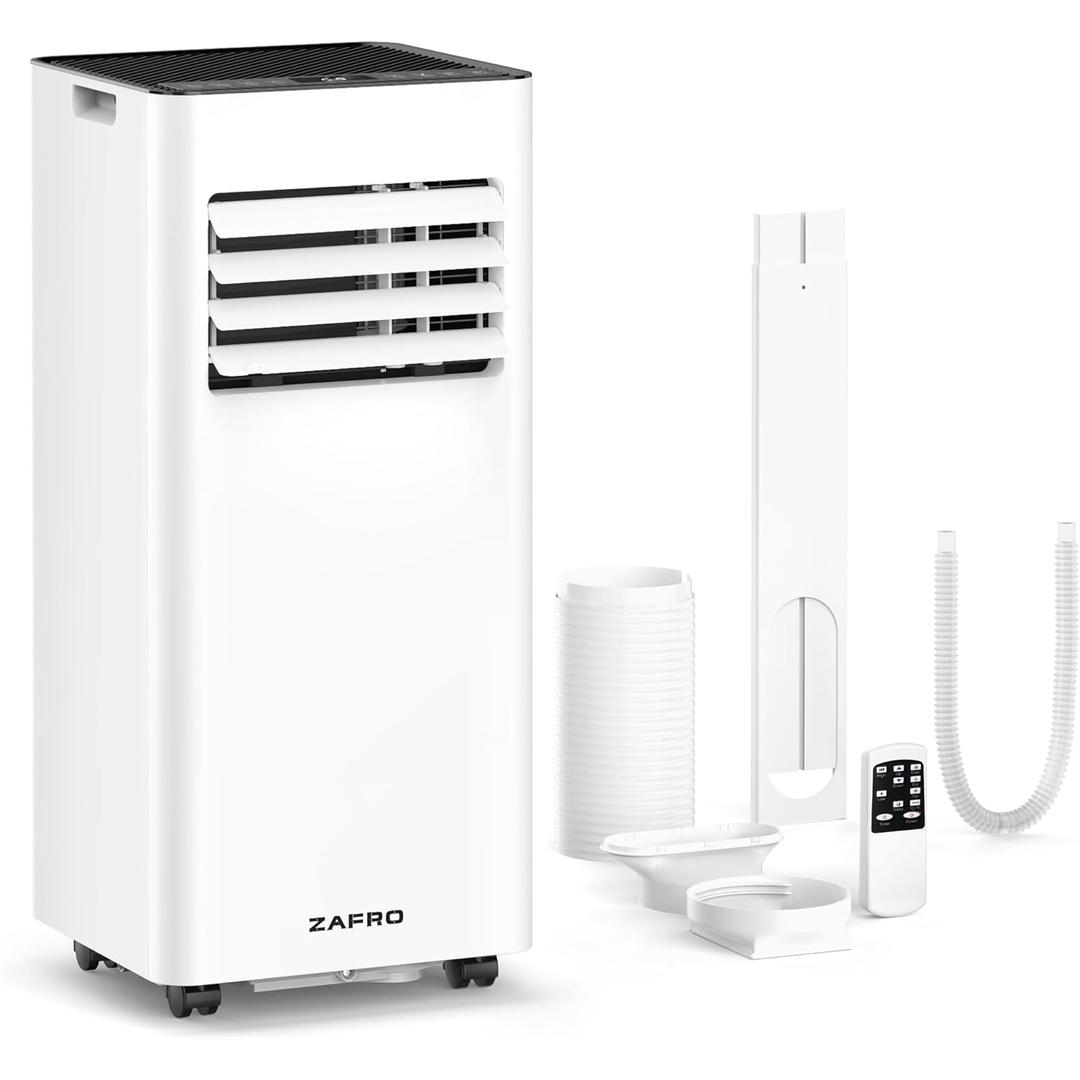 ZAFRO 10,000 BTU Portable Air Conditioners, 4 Modes Portable AC Unit with Fast Cooling/Energy Saving/Remote Control/24Hrs Timer for Bedroom/Dorms/Indoor Rooms, White