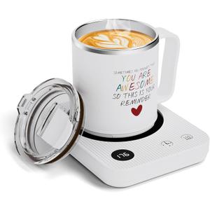 Coffee Mug Warmer SetAdjustable Self Heating 36w Coffee Warmer for Desk/Home/Office,Candle & Beverage Warmer as Gift for Women/Mom/Coffee Lovers(with 16oz Cup) (Heart)