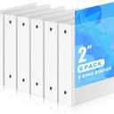 Henoyso 6 Pcs Plastic 2'' Mini 3 Ring Binders, 375 Sheets Capacity Fits 5.5 x 8.5 Paper, Small White Flexible Three Round Rings View Binders Bulk for School, Office Use, Photo Album Pages
