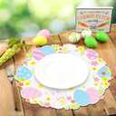 Round Easter Placemats Set of 6, 13.5" x 13.5" Easter Egg Bunny Rabbit Place Mats Flower Floral Doily Linen Seasonal Spring Table Decor for Home Party Kitchen Dining Tableware Decorations