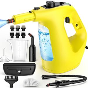 LyriFine Handheld Steam Cleaner for Home, 1400W Pressurized Steamer Cleaner &13 Accessories, 450ml Steam Cleaner Handheld, 10S Warm Up &Steam Lock, Hand Held Steamer for Cleaning Tile Grout Shower Car