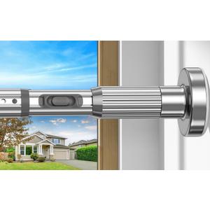 Silver Tension Curtain Rod 41-100In,Outdoor Curtain Rod | No Drilling for Window or Bathroom Patio, Heavy Duty Shower Curtain Rod,Rod Diameter 1.26In-One-bond stretching