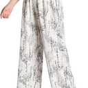 Hbasyp Chinese Style Women's Pants Loose Palazzo Pants Elastic Leisure White