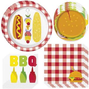 Multicolor Classic BBQ Tableware Kit (Pack of 80) - Durable & Vibrant Party Supplies Set - Perfect for Festive Parties, Family Gatherings & More