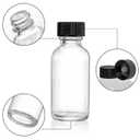 Bekith 30 Pack Boston Round Glass Bottle with Black Cap, 1 oz (30ml) Clear Glass Bottles Small Travel Bottle 