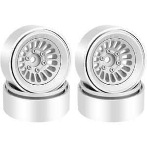 CNC 1.3" Beadlock Wheel Rim for SCX24 1/24 TRX4M Ascent18 1/18 RC Crawler Aluminium Upgrade Part (Silver)