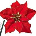 M2cbridge Artificial Christmas Flowers Red Velvet Poinsettia Floral Picks for Christmas Wreath Tree Ornaments(6pcs Large Red)