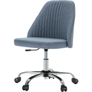 Yapamar Modern Fabric Armless Adjustable Swivel Office Desk Chairs with Wheels - Blue