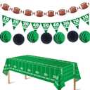 Football Party Decorations Banner Tablecloth and Pom Poms for Football Parties Decor