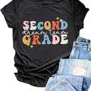 Sfyhnopy Teacher Shirts Women Happy First Day of School Tshirts Back to School Appreciation Gifts, XL