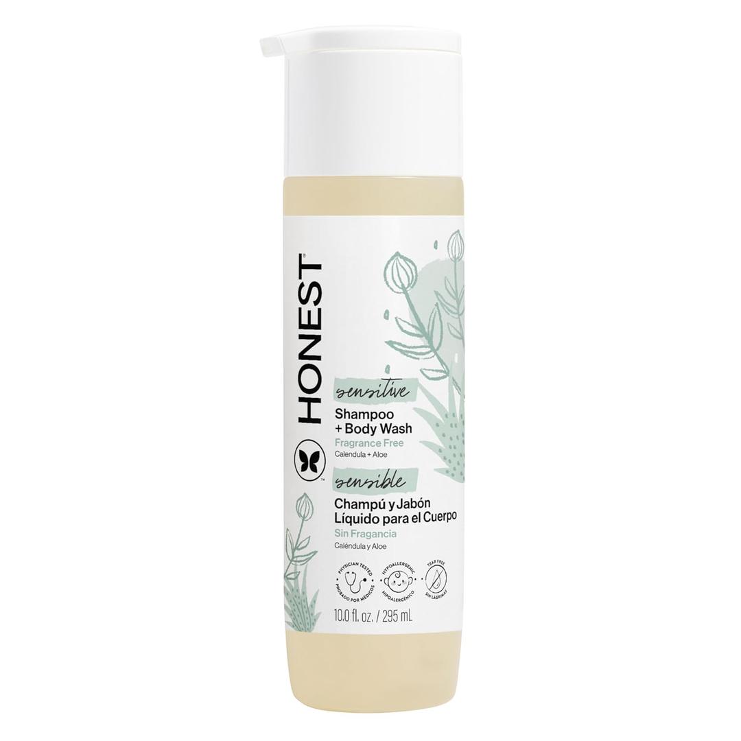 The Honest Company 2in1 Baby Shampoo & Body Wash, Fragrance-Free, Tear-Free, Hypoallergenic, Naturally Derived, Sensitive Skin, 10 fl oz