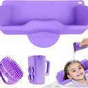 Portable Hair Washing Station Set,Silicone Hair Washing Station for Kids,ChildrenTeens,Sink or Bathtub Shampoo Buddy, Attached Shampoo Brush and Baby Bath Rinse Cup Relaxing Hair Washing (Violet)