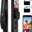 3D Facial Recognition Smart Lock with Camera,Keypad Door Lock with Handle, Keyless Entry Fingerprint Smart Mortise Lock for Front Door,Electronic Deadbolt,Video Doorbell,HD Screen,Waterproof (Black)