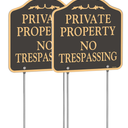 YHAIATTA Large (2 Pack) No Trespassing Signs Private Property, Metal, Aluminum, Includes Metal Yard Stakes for Easy Installation, 12x12 Inches