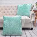 Abstract Velvet Decorative Euro Throw Pillow Covers 26 x 26 Inches Set of 2, Soft Shiny Luxury Cushion Cases Pillowcases Pillow Shells for Couch Bed Sofa Car Bedroom Living Room, Aqua Blue