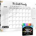 Large Oversize Crystal Clear Acrylic Wall Calendar Dry & Erase Board | 28" X 20" | Monthly Family Calendar Home Office Glass Calander Reusable Big Whiteboard | Free Pens & Eraser