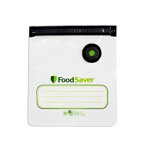 FoodSaver Reusable Quart Vacuum Zipper Bags, 2 Count, BPA-Free, Microwave Safe, Leakproof