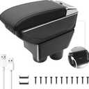 Car Armrest Box Fit for Nissan Versa 2012-2019, 7USB Double-Layer Armrest Organizer Box Centre Consoles with Cup Holder Interior Arm Rest Automotive Accessories (7 USB Ports, Black Thread)